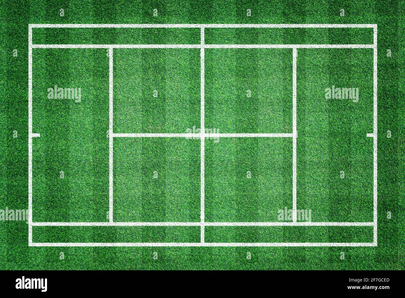 Grass tennis court field with white line pattern. Baseline for sport game  background. Top view Stock Photo - Alamy
