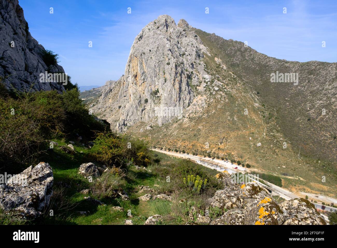 Hiking La Cuna trail above Zafarraya pass between Andalucía and Granada, Spain, Europe Stock Photo