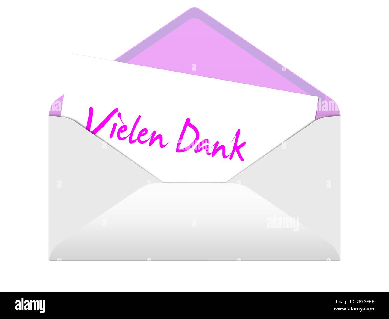 Envelope and card with the text 'Vielen Dank', translation 'Thank you', 3D illustration Stock Photo