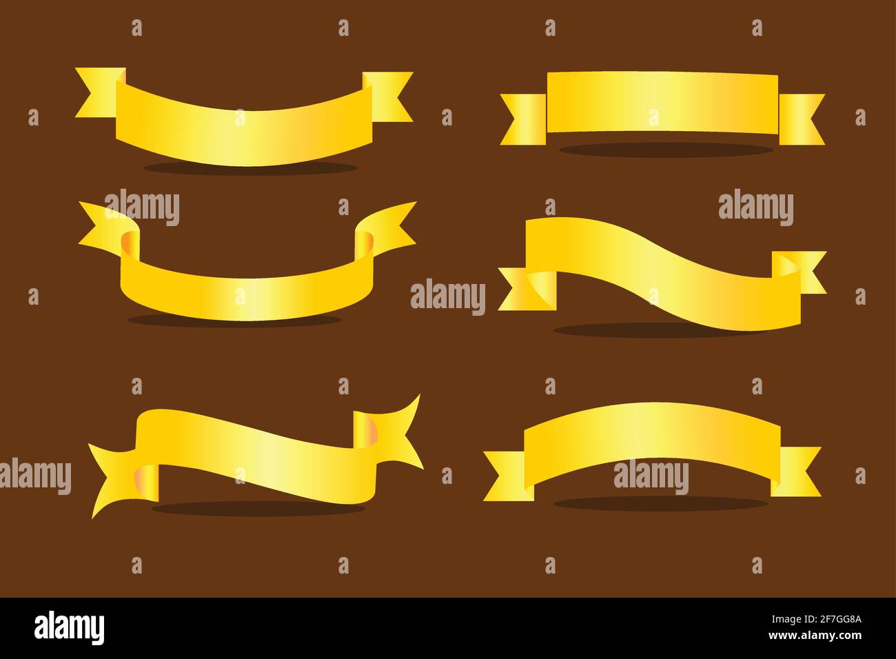 Set of golden ribbons vector Stock Vector