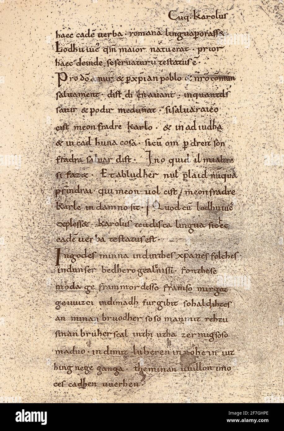 Facsimile of the Oaths of Strasbourg,  842 Stock Photo