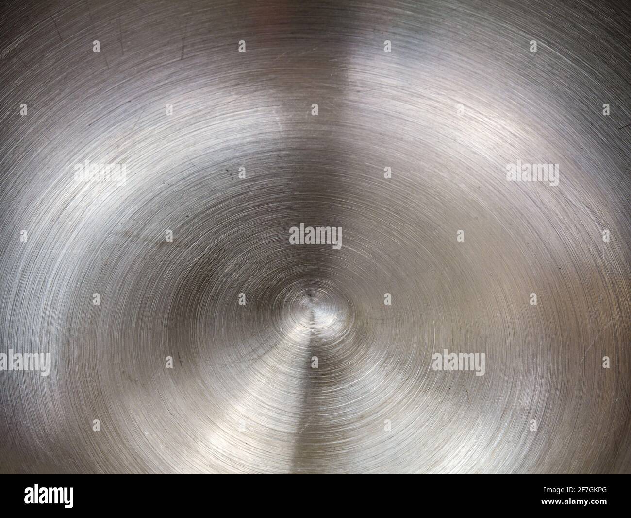 Bottom of stainless steel mixing bowl with raised center Stock Photo