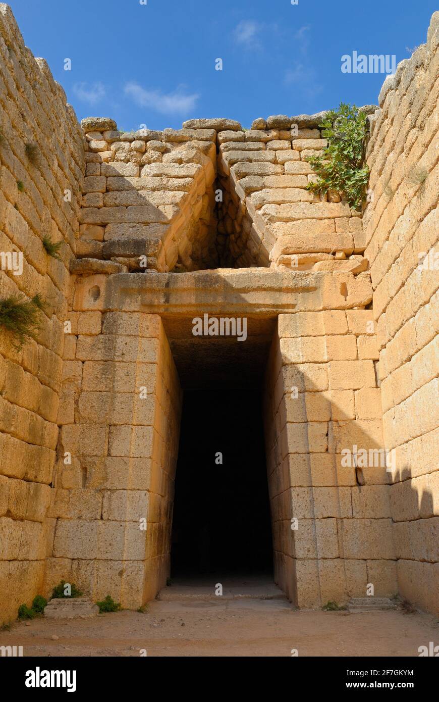 famous place of Greek mythology, Mycenae, Treasure of Atreus, also known as the Tomb of the Agamemnon, Greece Stock Photo