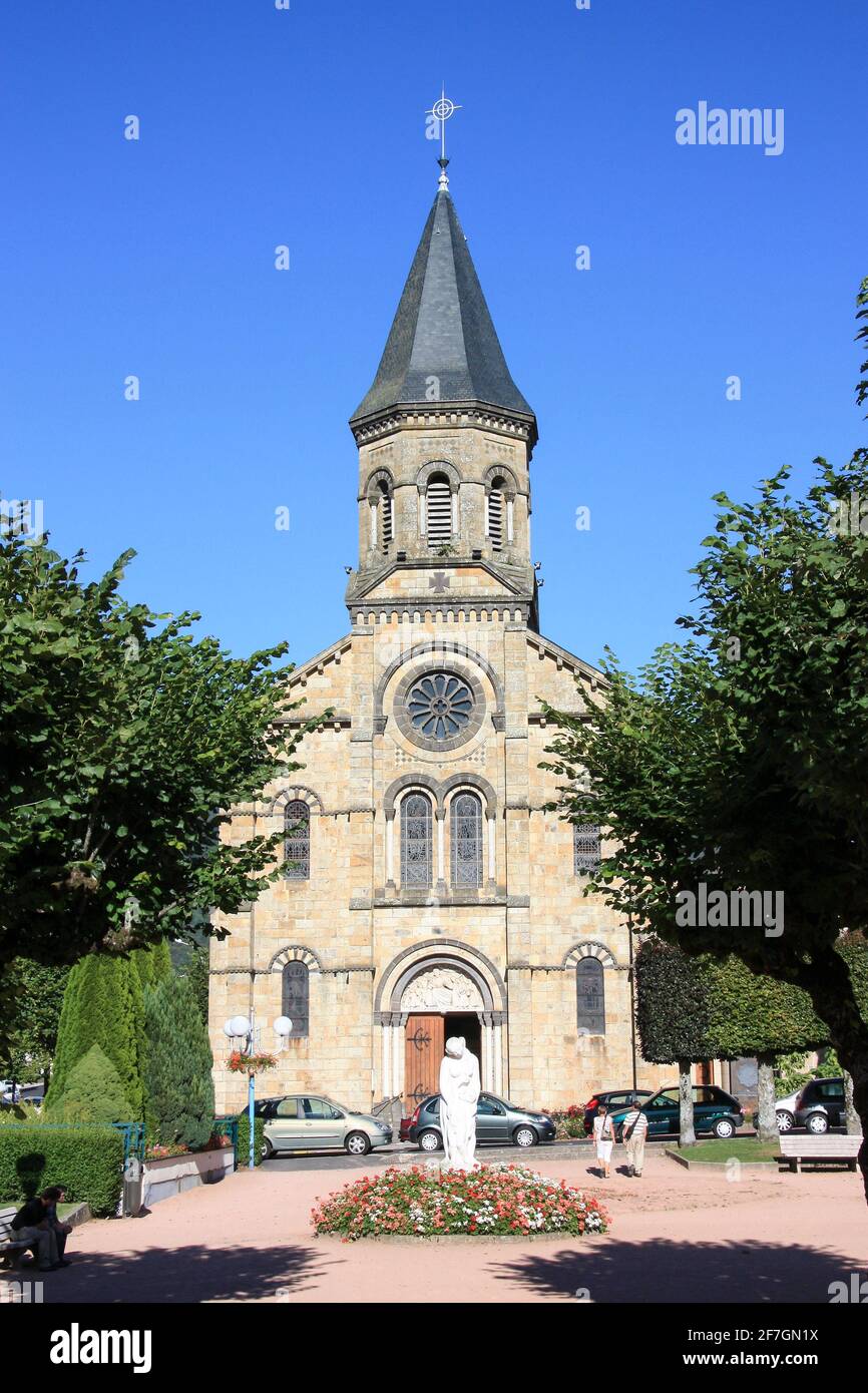 Church of St Joseph la Bourboule, Le Mont-Dore ski resort in the Puy-de-Dome,  Auvergne-Rhone-Alpes in the Massif Central, France Stock Photo