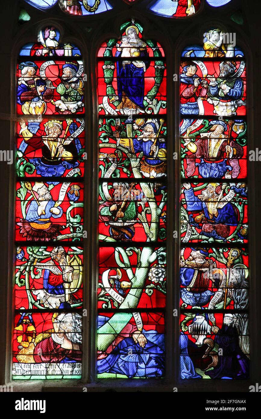 1522 Tree of Jesse stained glass window, Chapel of NotreDame de la