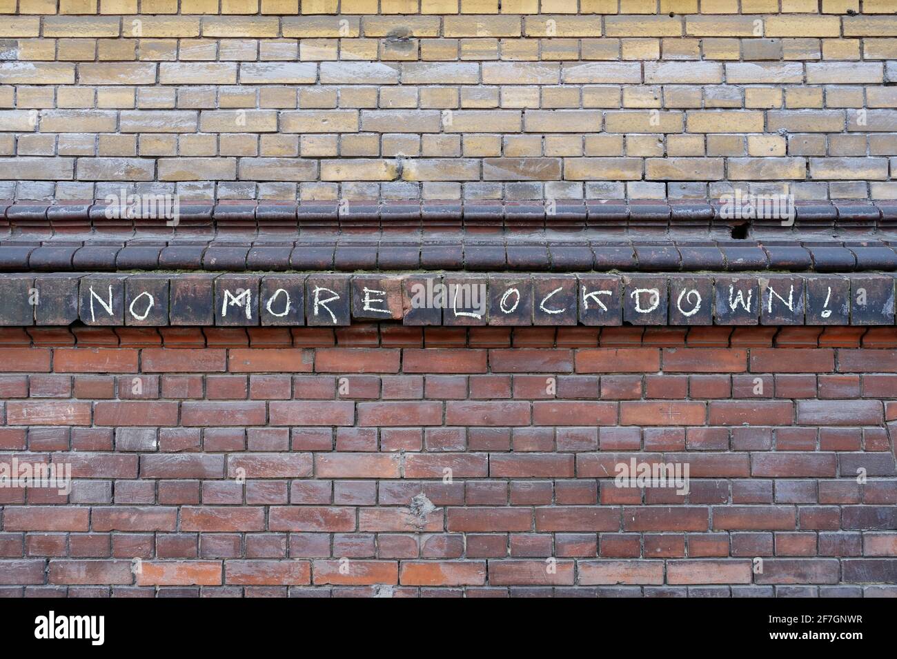 Handwritten 'No more lockdown' Stock Photo