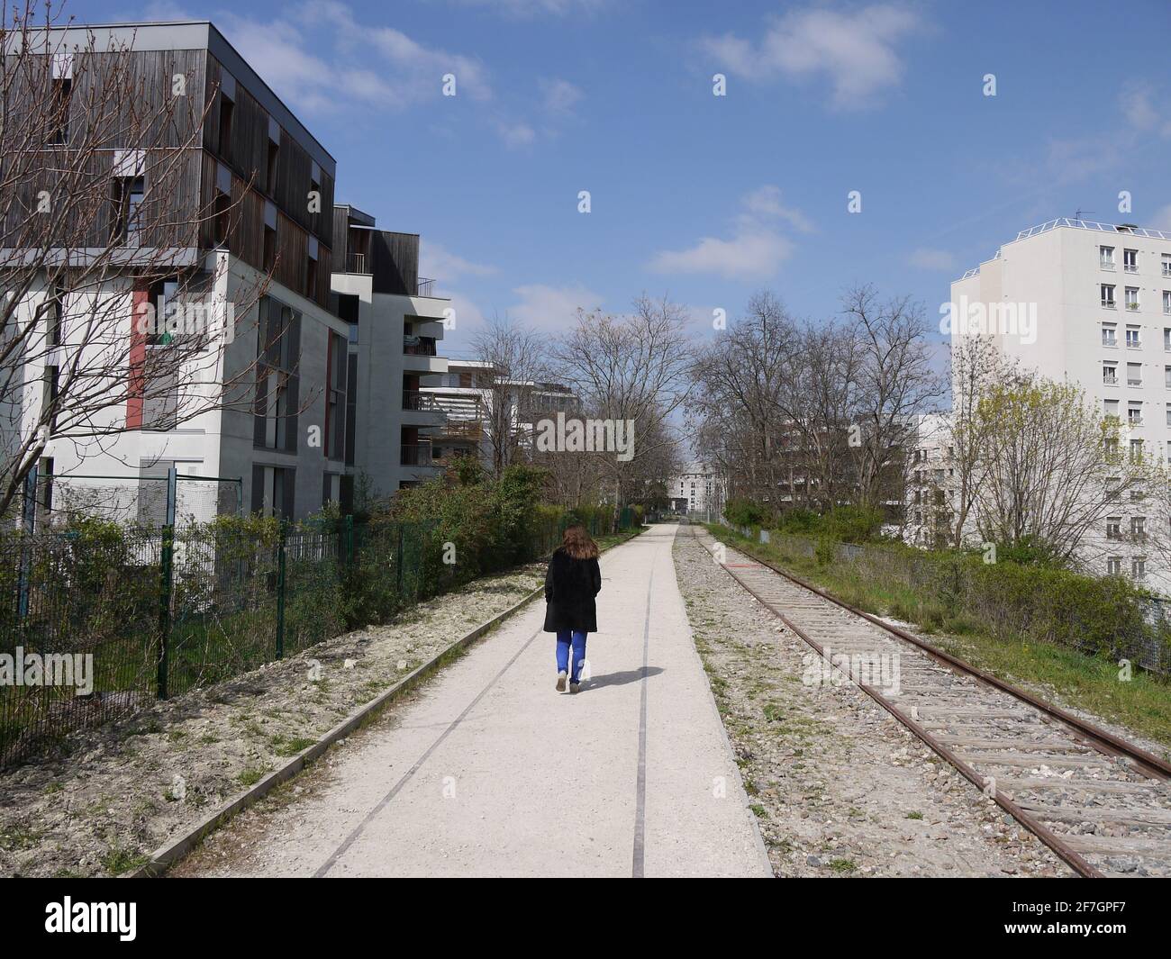 The high line of Paris, a disused railway line converted into a promenade Stock Photo