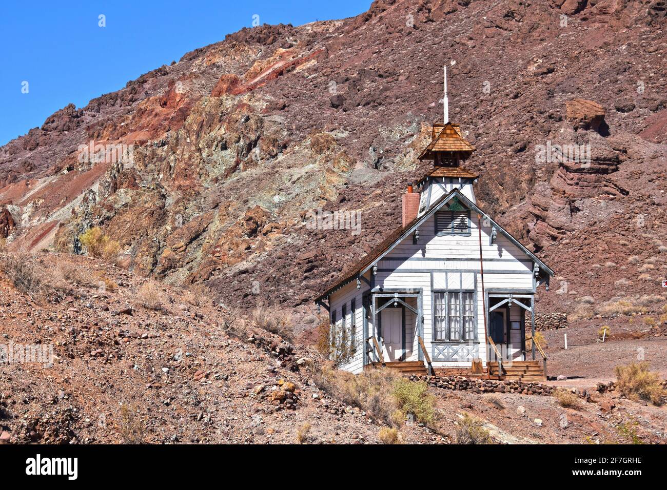 Old church at the historic silver mining ghost town of Calico, California, USA Stock Photo