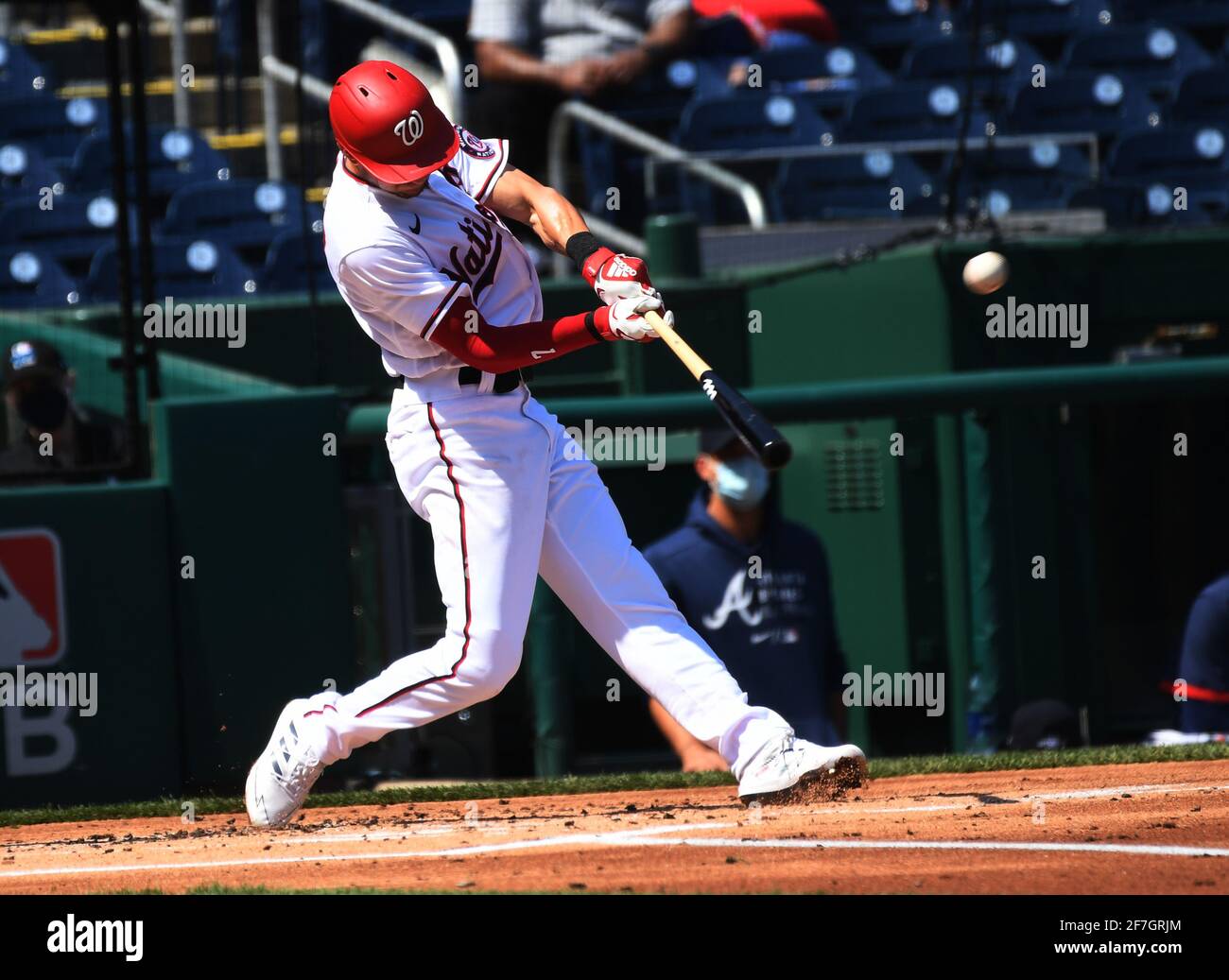 Washington, United States. 07th Apr, 2021. Washington Nationals Trea Turner  rounds the bases as he hits a two-run home run in the first inning of game  against the Atlanta Braves at Nationals