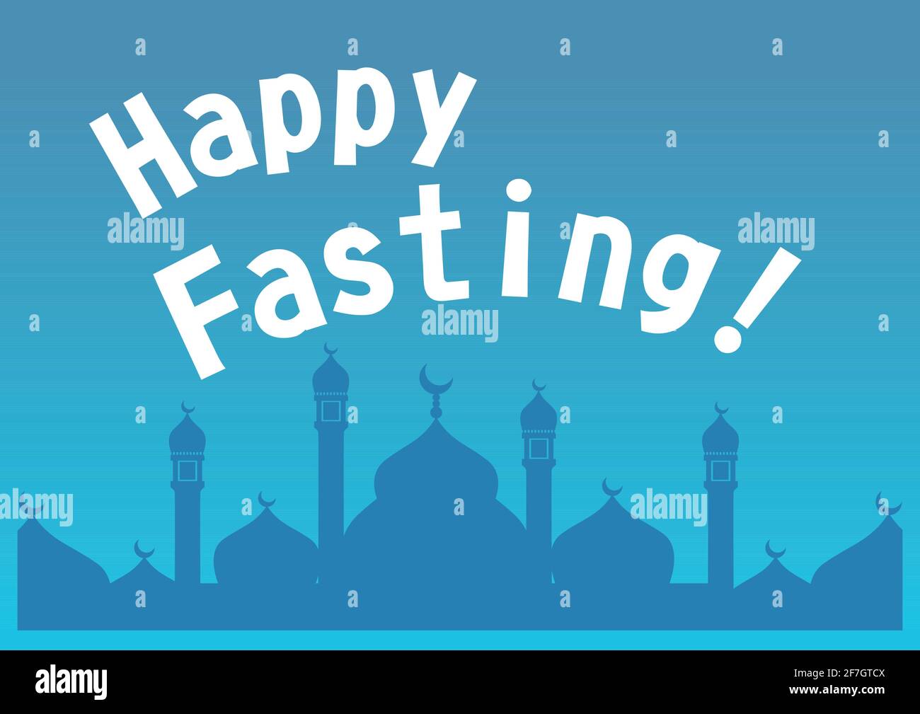 happy fasting.Print size.  ramadan season greeting in blue mopsque background vector illustration Stock Vector