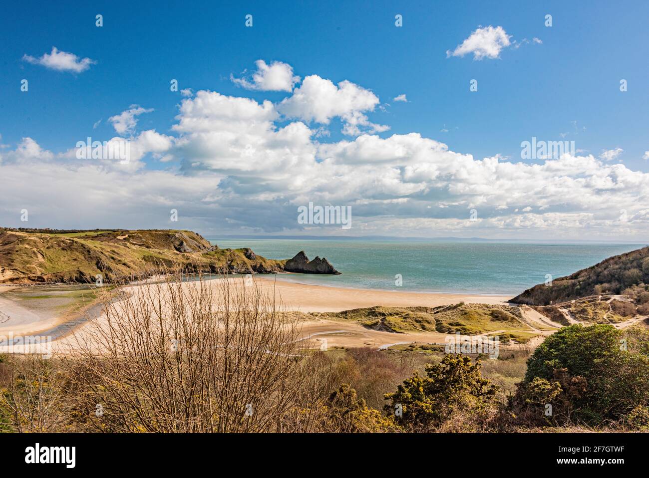 Early summer at Three Cliffs Bay Stock Photo