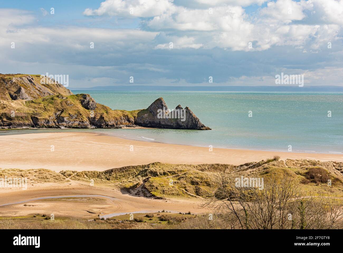 Early summer at Three Cliffs Bay Stock Photo