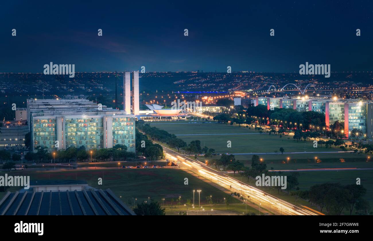 Aerial view of Brasilia at night - Brasilia, Distrito Federal, Brazil Stock  Photo - Alamy