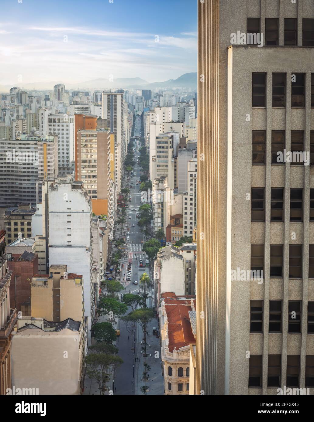 Aerial view of downtown Sao Paulo and Sao Joao Avenue - Sao Paulo, Brazil Stock Photo