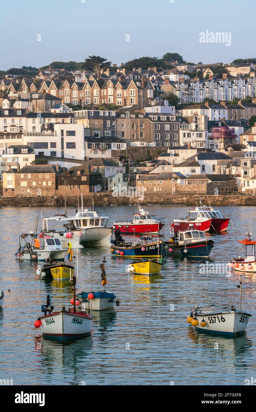 St.Ives harbor on a sunny morning summer day  St Ives ,Cornwall ,England Stock Photo