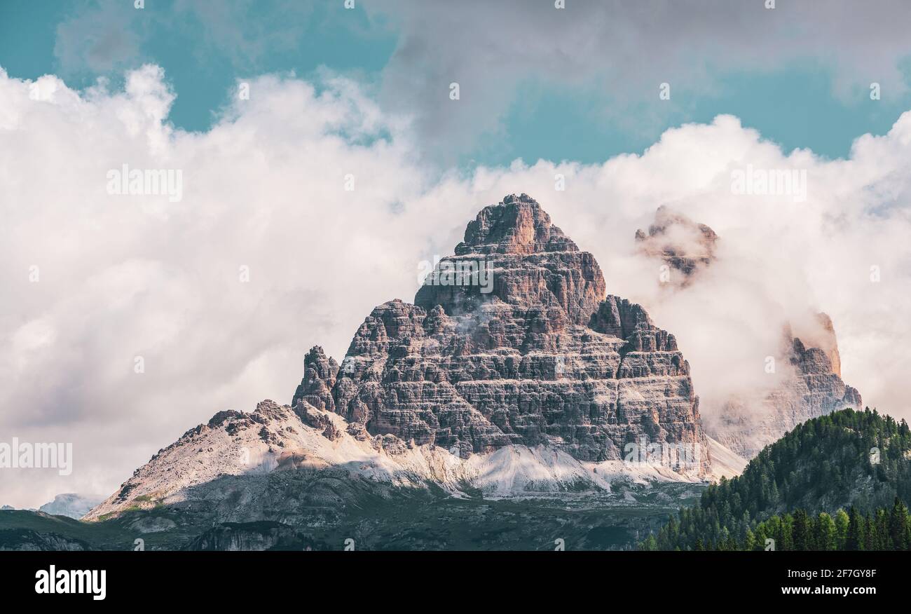 Clouds over mountain peaks in the Dolomites, Italy Stock Photo - Alamy