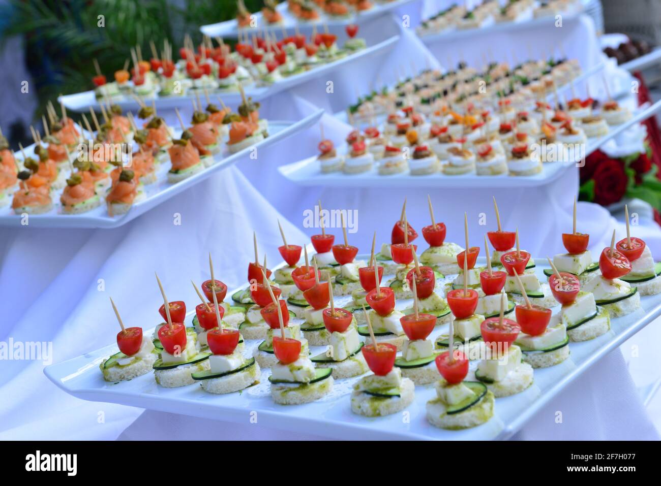 Cucumber Cream Cheese Tomato Bites Appetizer Recipe Stock Photo Alamy