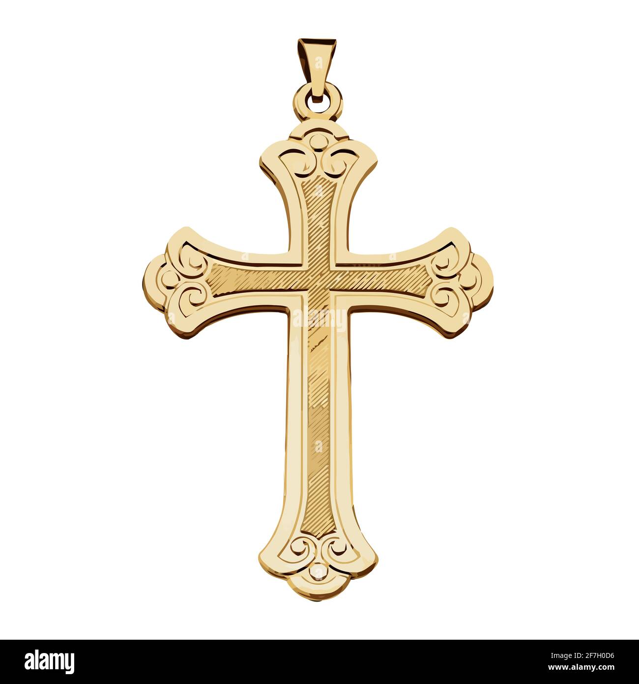 gold christian cross crucifixion jesus  holy pray illustration Stock Photo