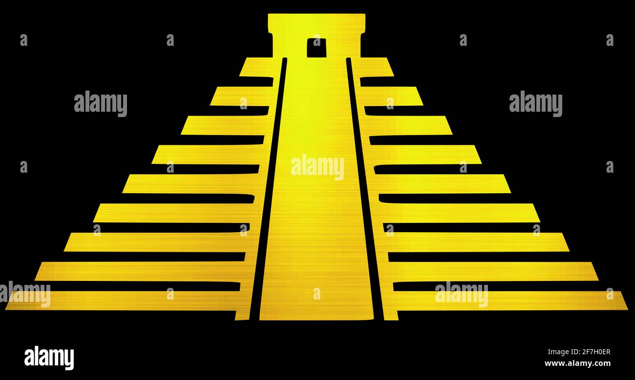 maya civilization pyramid ruins heritage archaeological golden metallic illustration Stock Photo