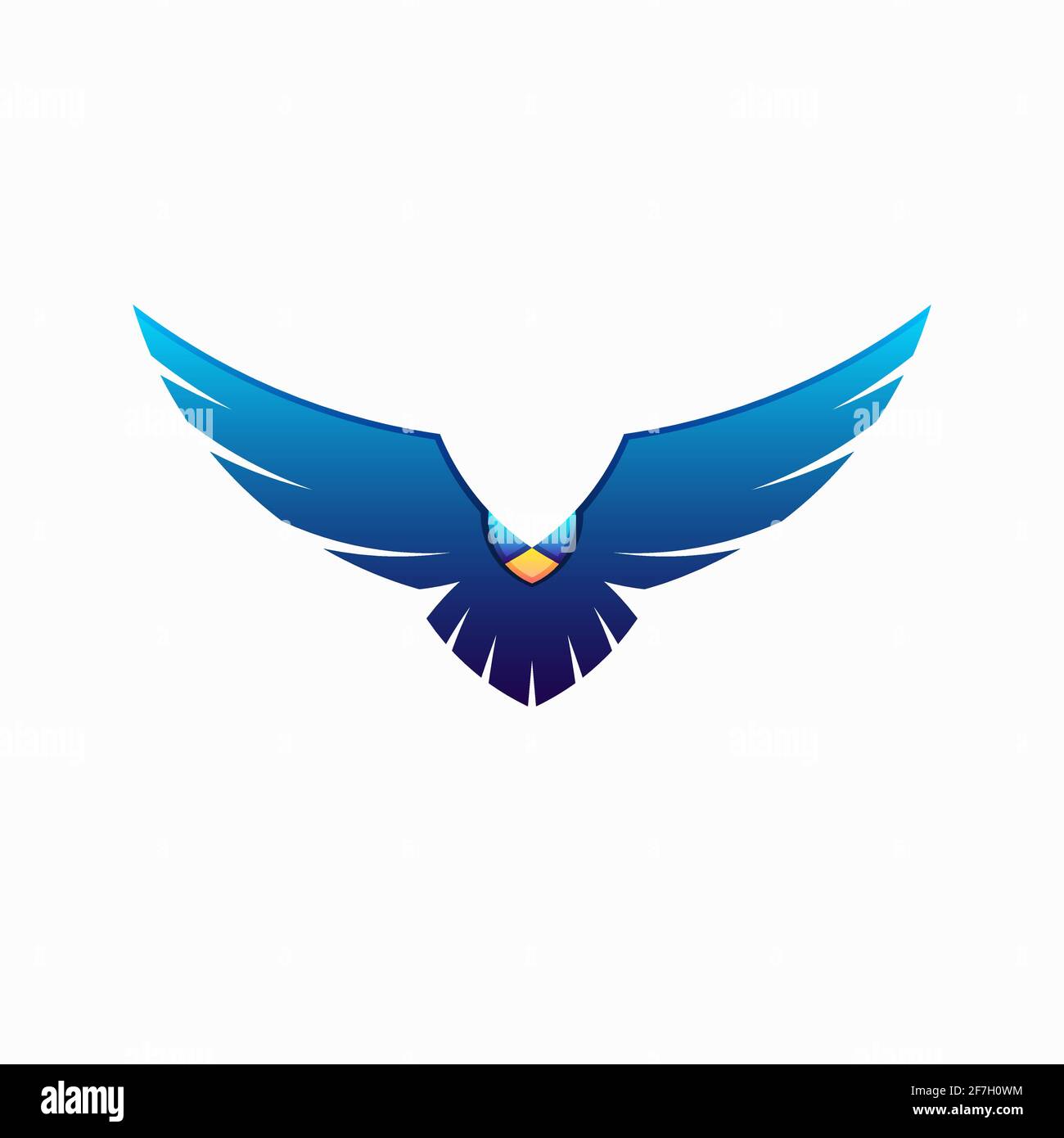 Wild bird logo design. Vector illustration of abstract blue bird flying Stock Vector