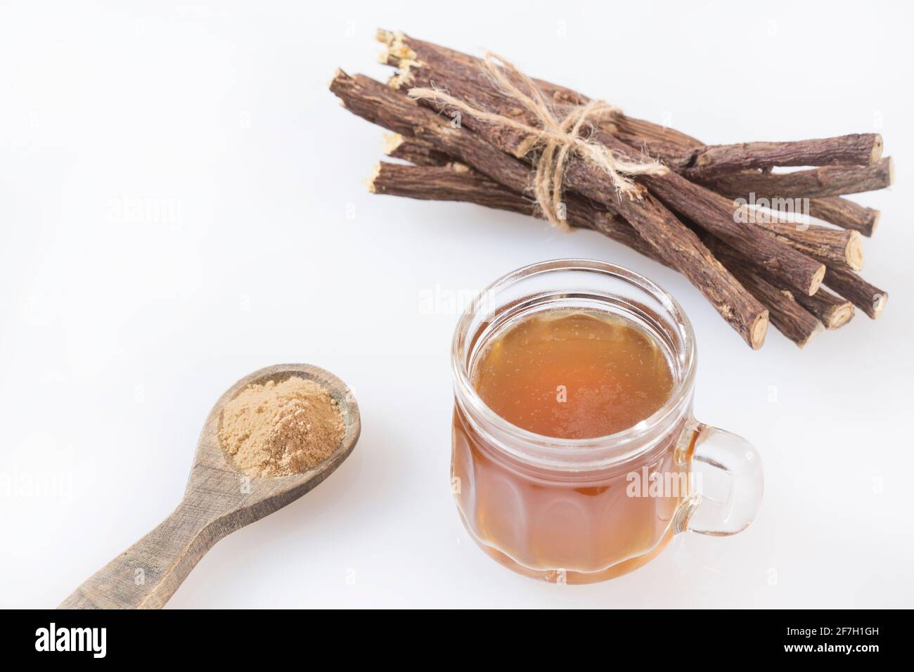 Licorice cup of tea Glycyrrhiza glabra. Licorice root has medicinal