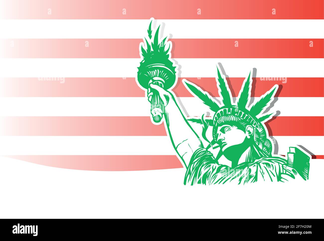 Statue of Liberty marijuana leafs with Usa flag. vector illustration Stock Vector