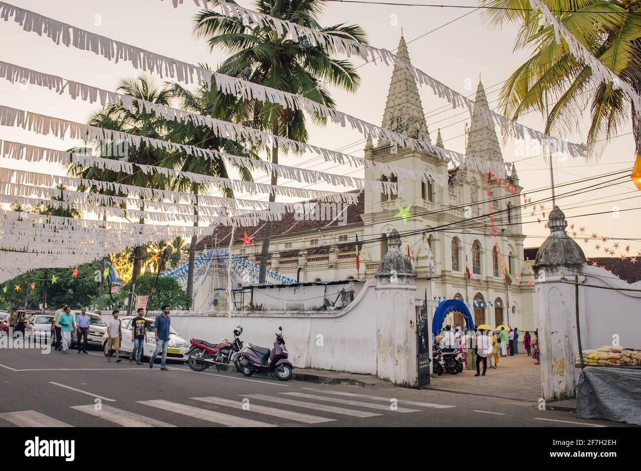 Kochi, India - December 31, 2015: Christian Santa Cruz Basilica church Kerala state. Christmas Holidays decoration. Stock Photo