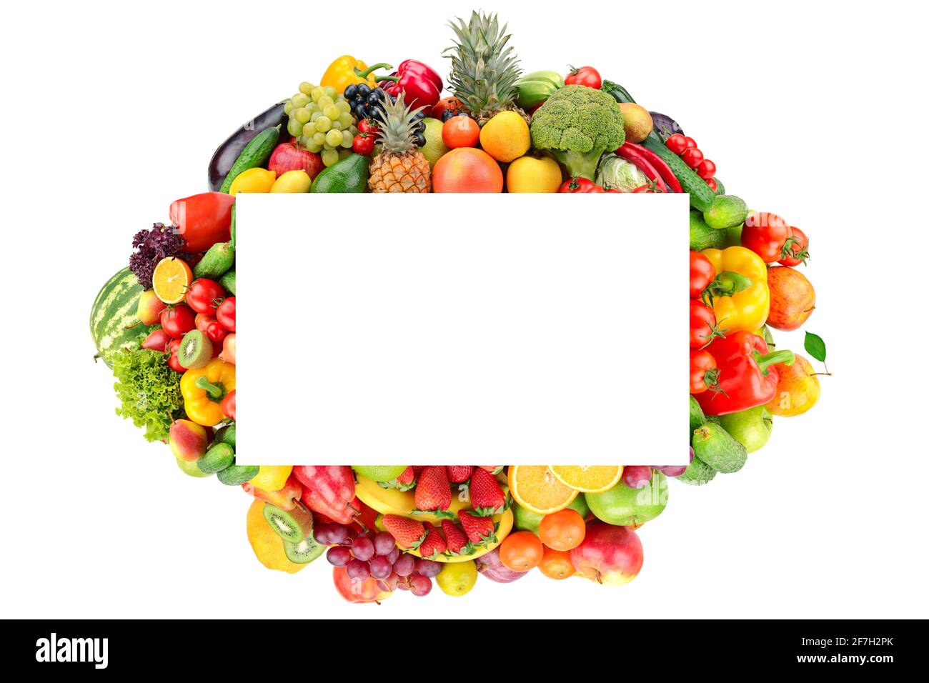 Rectangular Fruit Rectangular fruit and vegetable frame isolated on white background ...