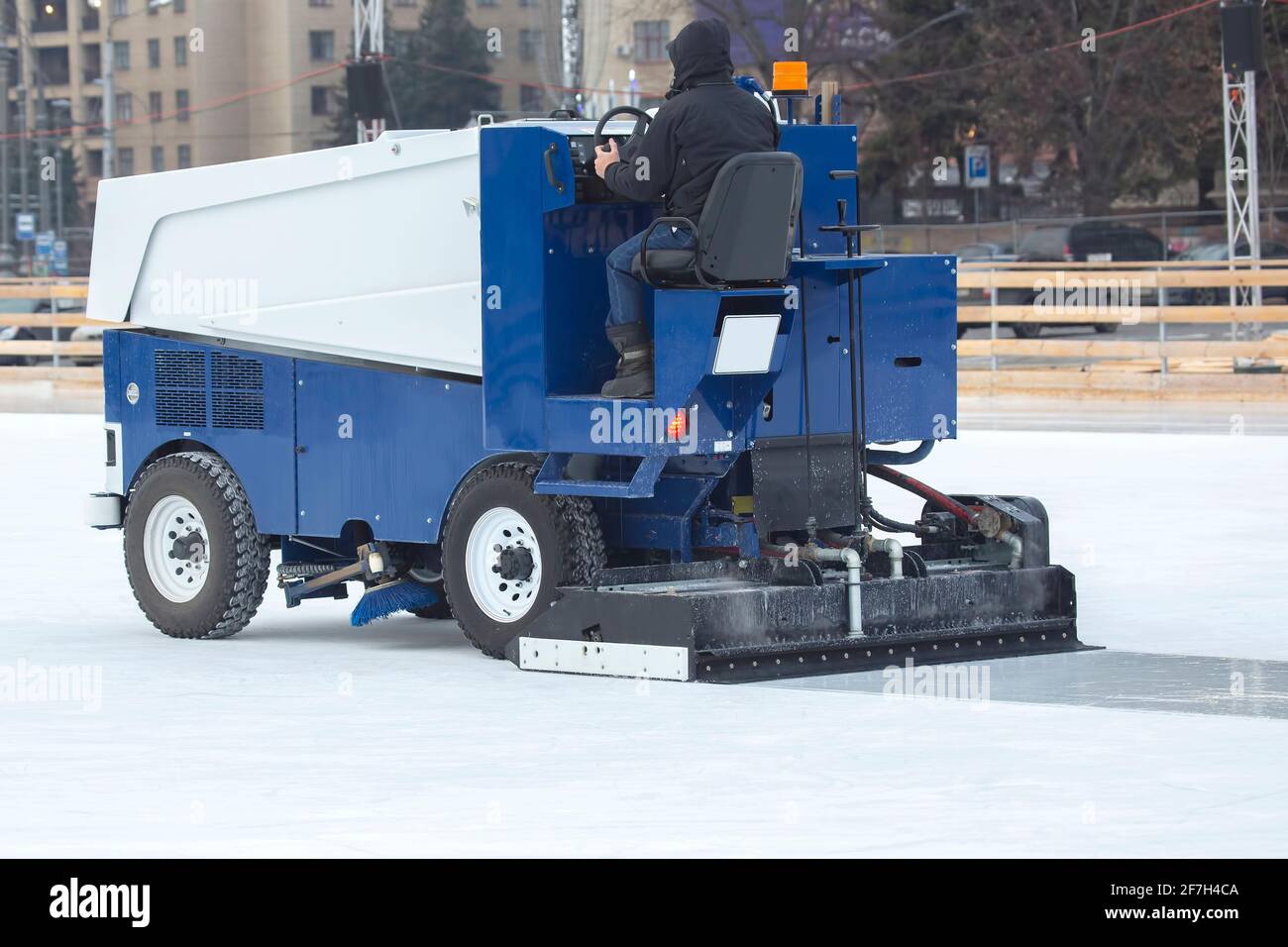 special machine ice harvester cleans the ice rink. transport industry