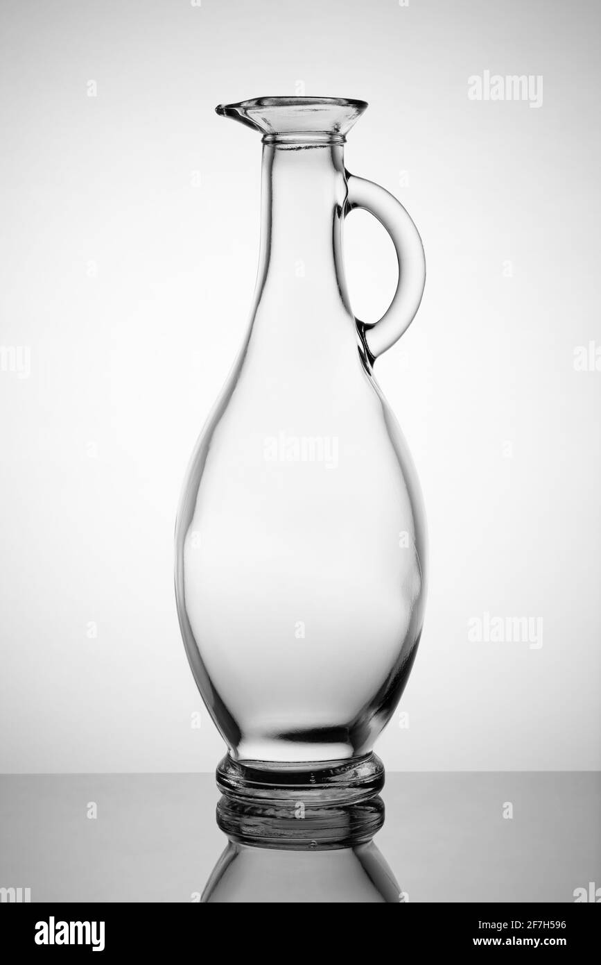 Olive oil jar empty on a light background. Stock Photo