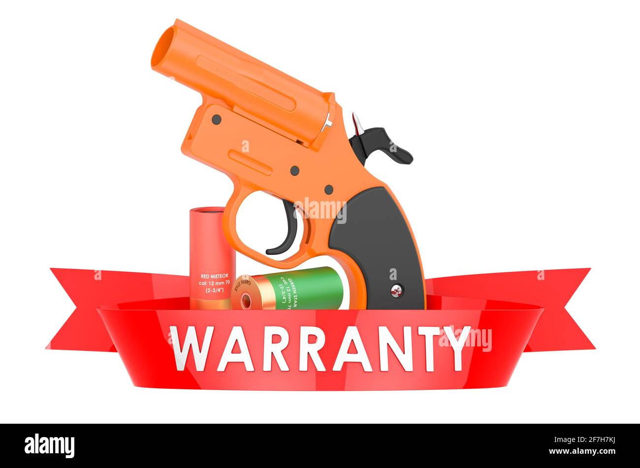 Signal flare launcher warranty concept. 3D rendering isolated on white background Stock Photo