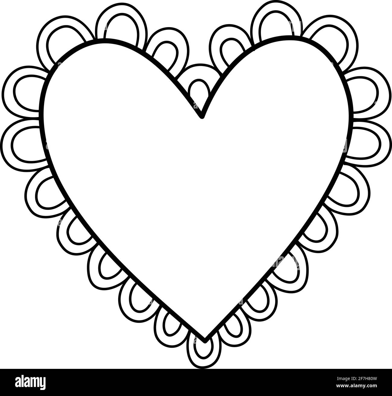 Cute flower heart icon, hand drawn and outline style Stock Vector Image