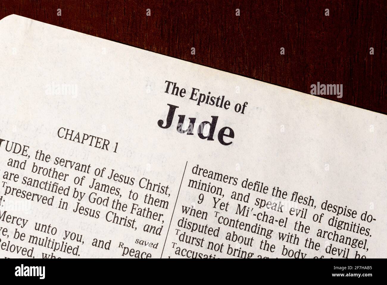 This is the King James Bible translated in 1611.  There is no copyright.  Title Page to Jude Stock Photo