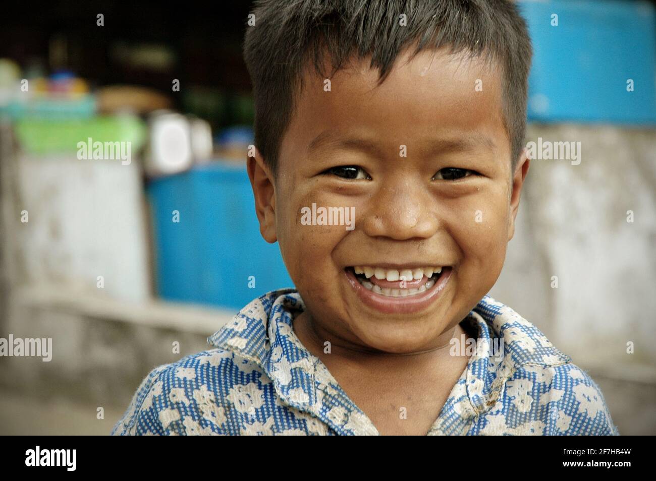 Portrait of a happy boy in Mon State, Myanmar Stock Photo