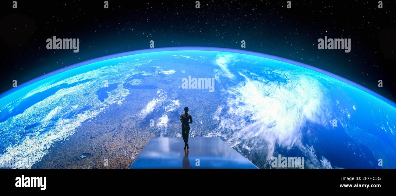 Nice Model Space nice view from a space station to earth (3d rendering.This image ...