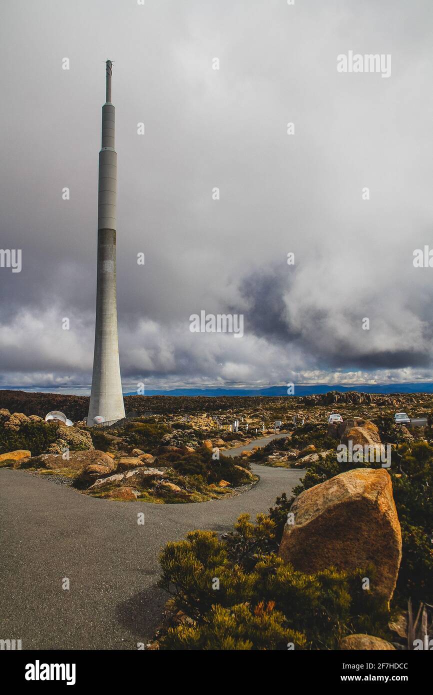 Television and Radio tower on the top of the Mount Wellington on