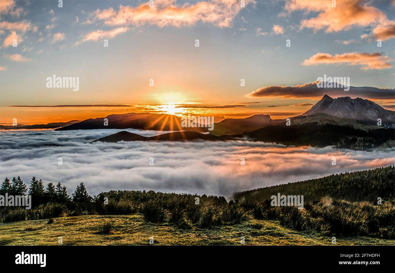 Beautiful mountain sunset background image Stock Photo - Alamy