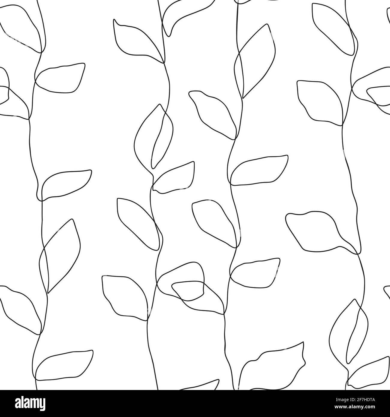 Abstract nature one line leaf vector design. Leaves seamless pattern background. Minimalist shape print Stock Vector