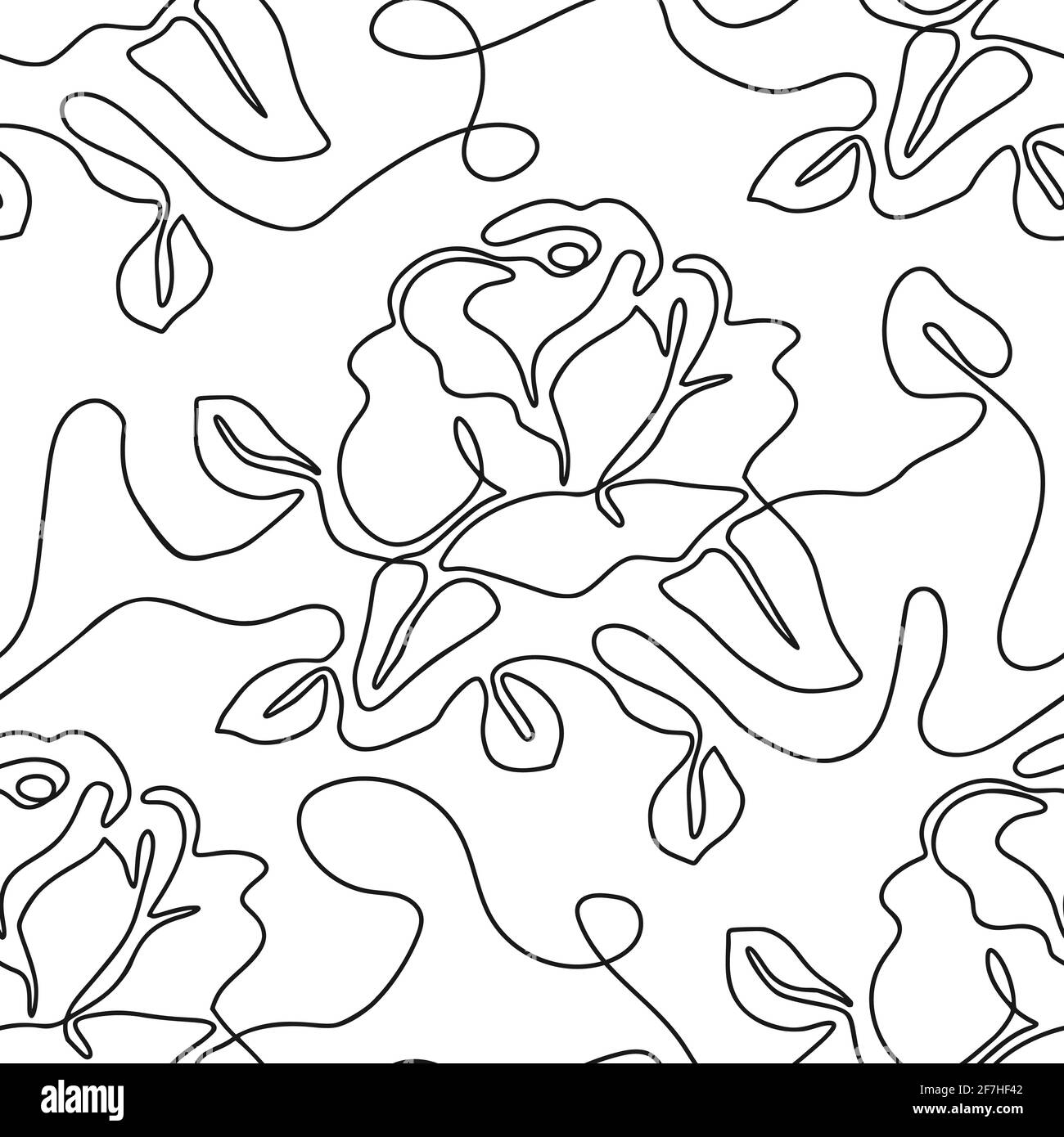 One line seamless modern pattern. Rose flower modern simplicity vector ...