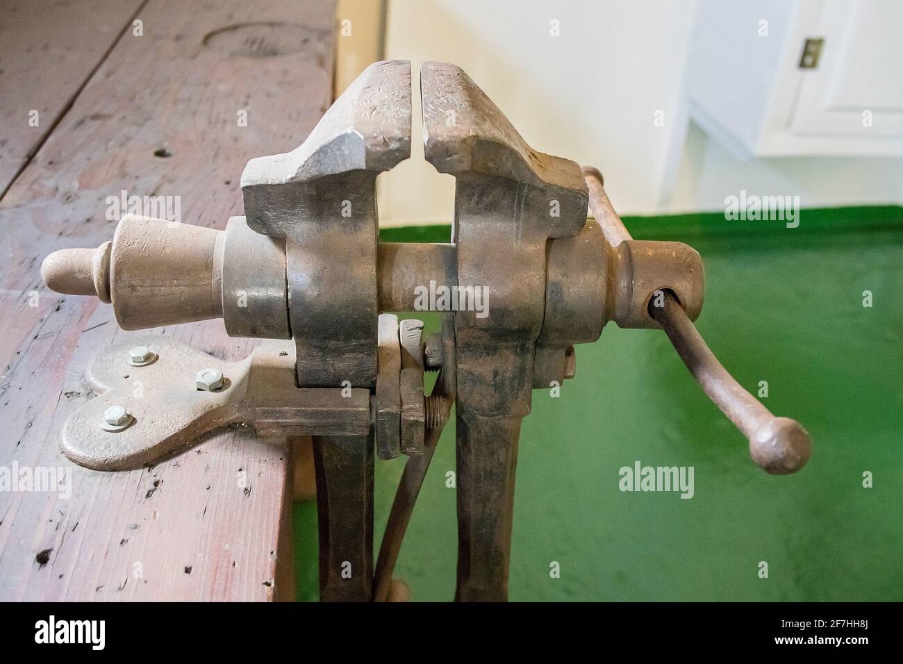 Bench mounted vice outlet