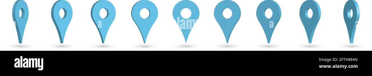 Set of 3D blue map pointers Stock Vector Image & Art - Alamy