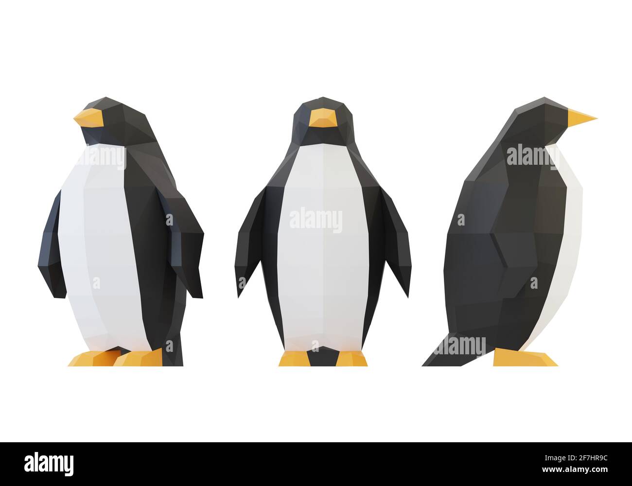 Paper sculpture of a polygonal Penguins, folded paper animal, papercraft,  isolated on white, 3d render Stock Photo - Alamy