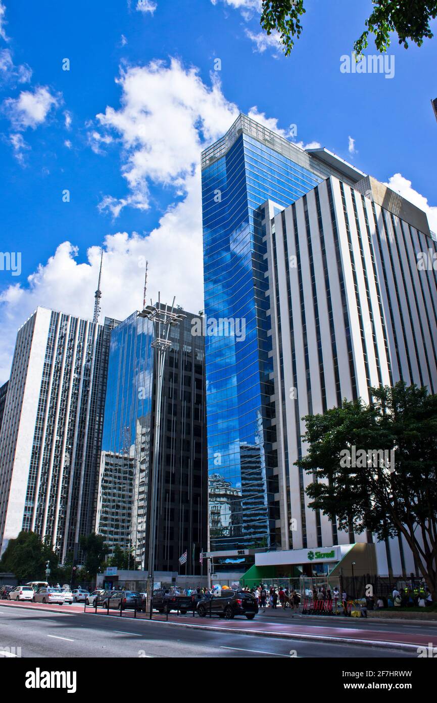 Sao Paulo, Paulista Avenue, Modern city street view, Brazil, South America Stock Photo