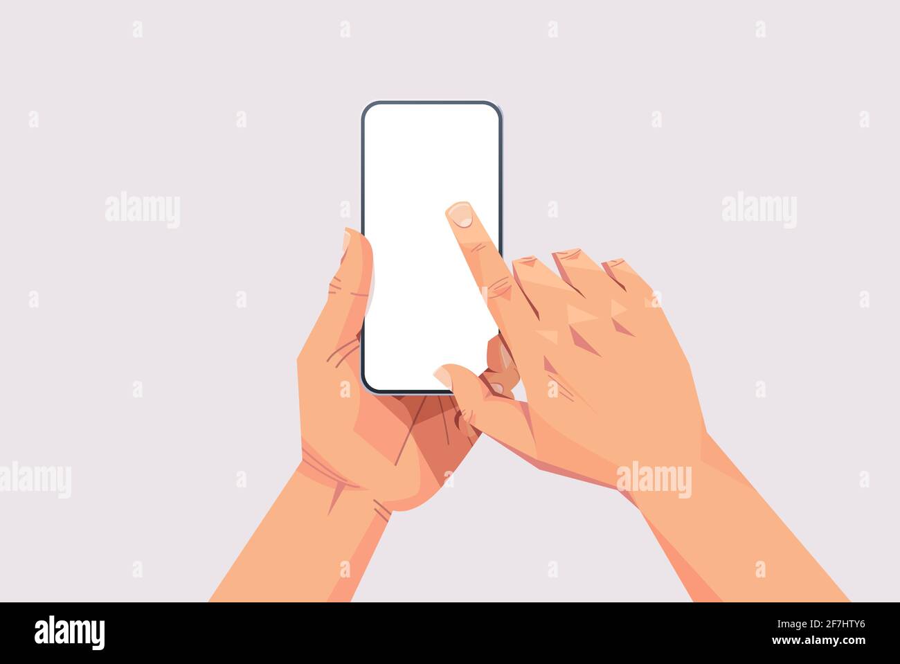 human hands holding smartphone with blank touch screen using mobile ...