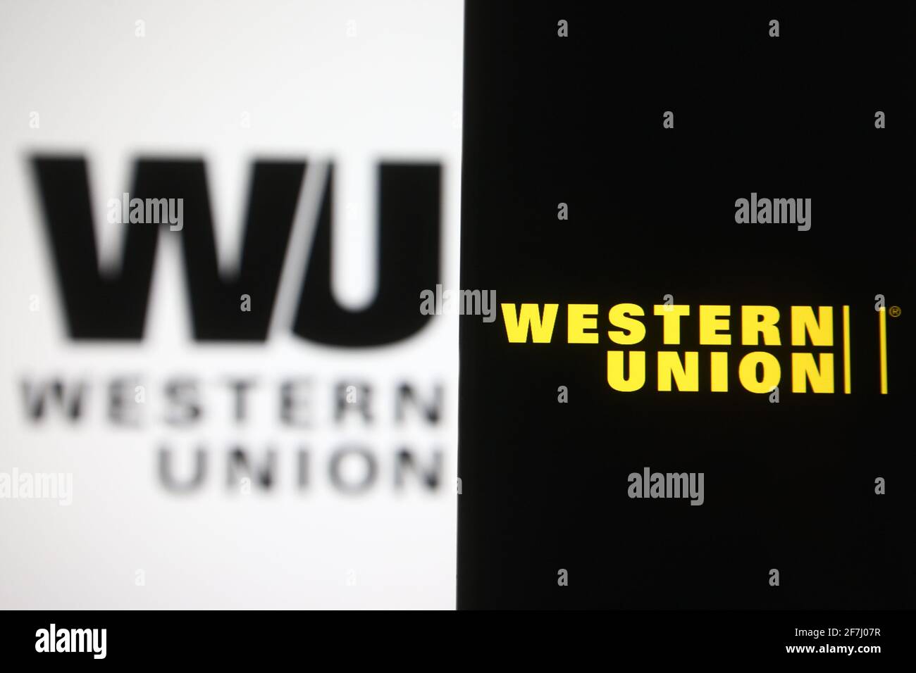 Western Union Pc Computer In this photo illustration the Western Union logo is seen on a ...
