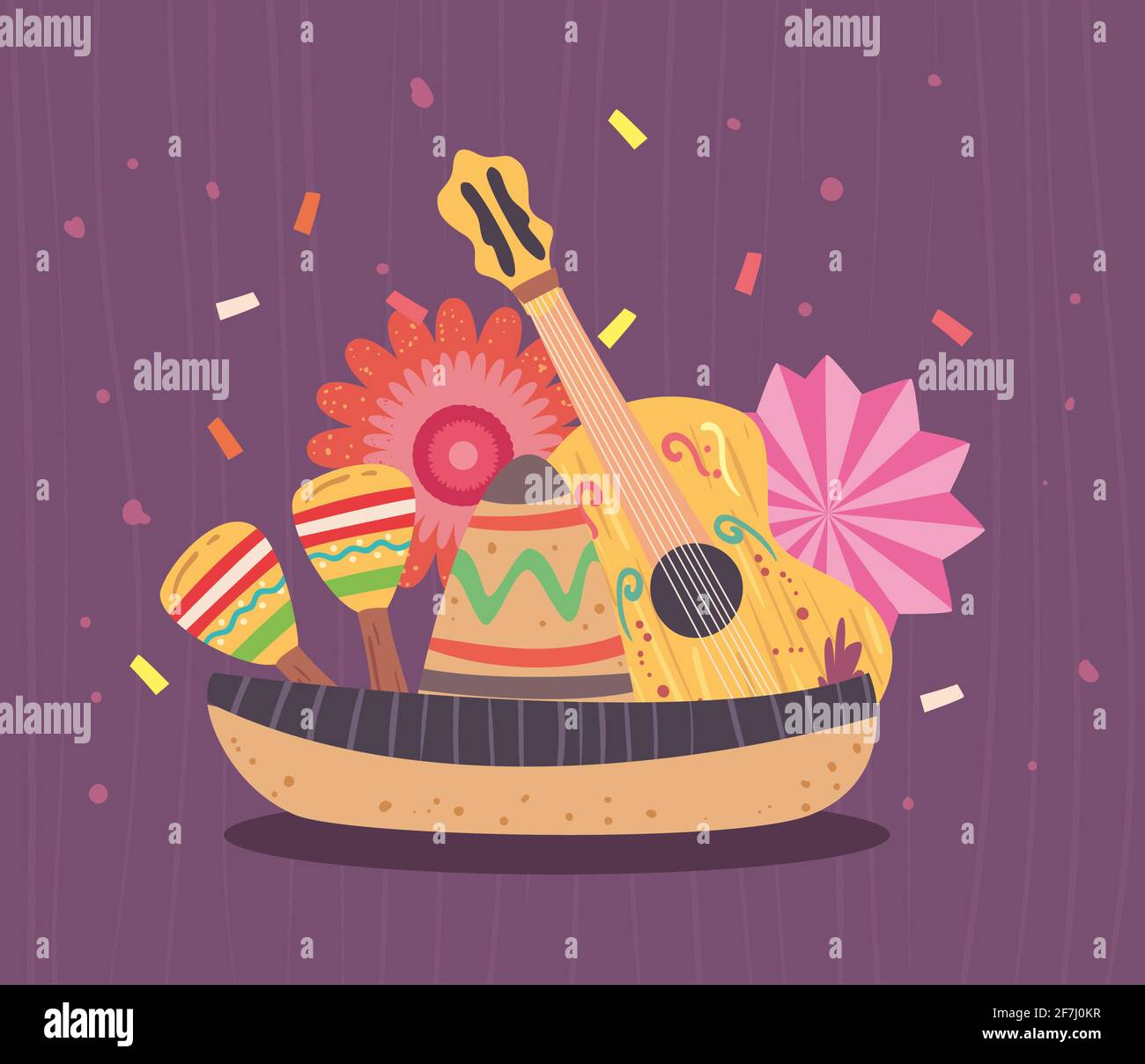 Mexican hat guitar and maracas Stock Vector Image & Art - Alamy