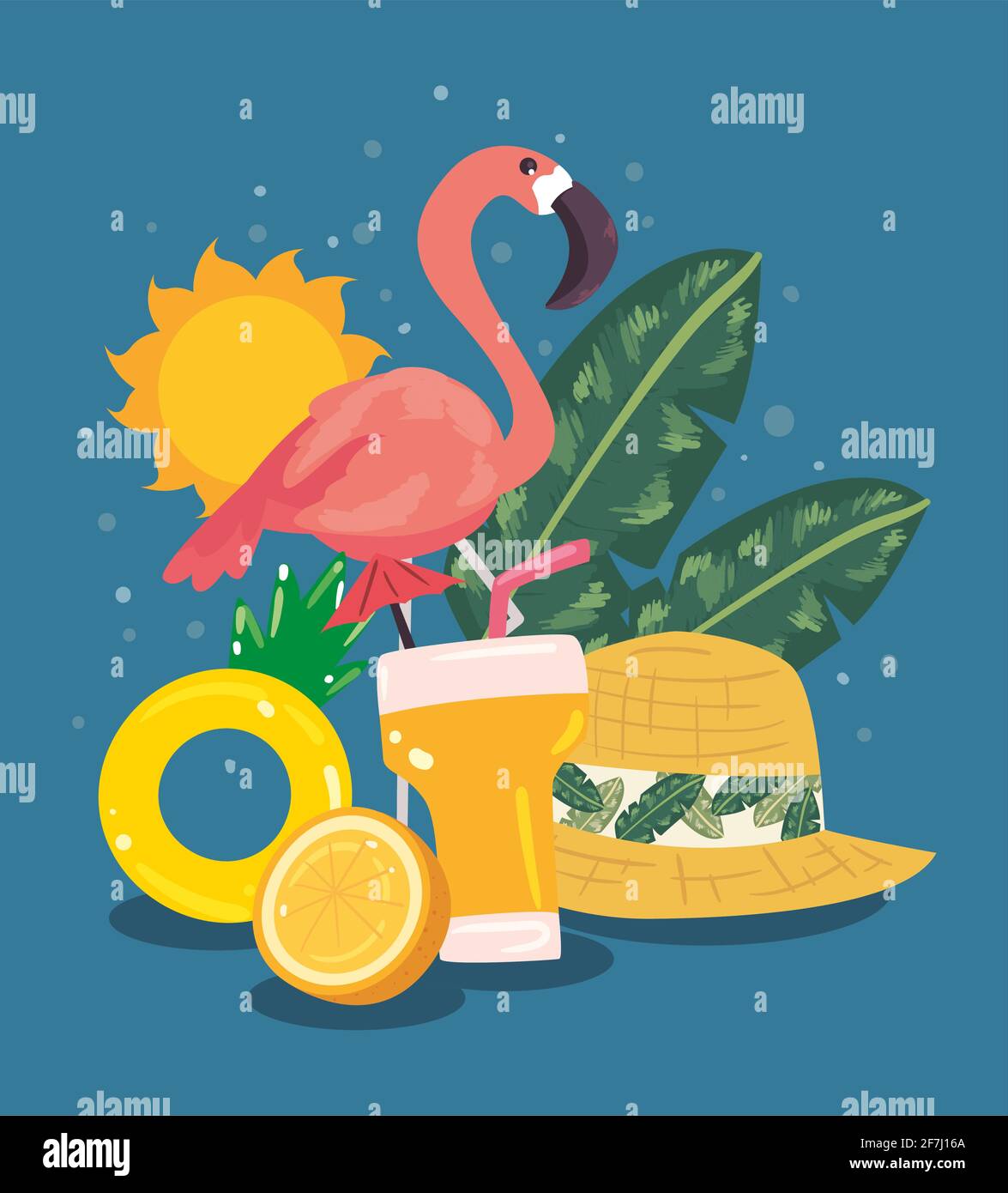 summer flamingo with icon set Stock Vector Image & Art - Alamy