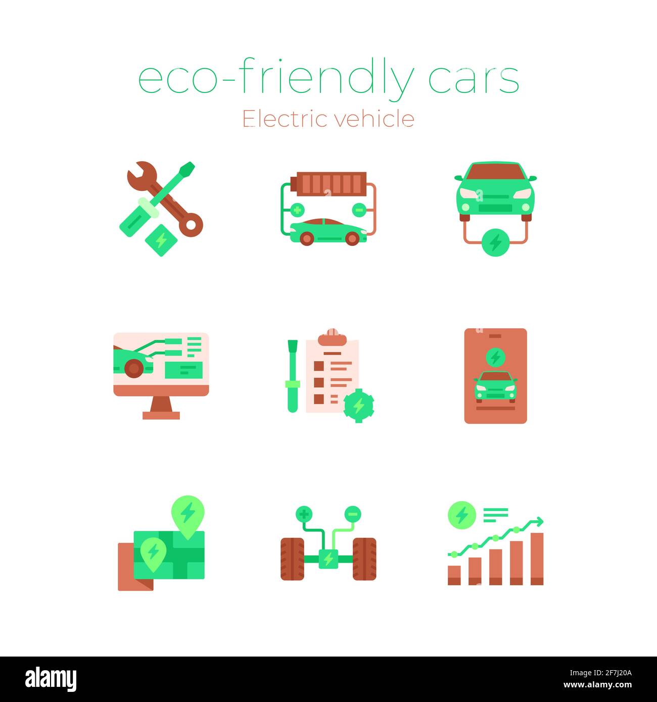 Eco-friendly cars icon, Electric vehicle Stock Photo