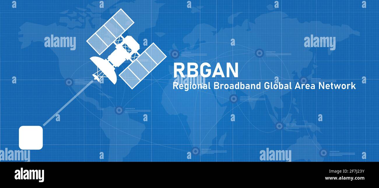 BGAN Regional broadband global area network line of sight internet connection with satellite Stock Vector