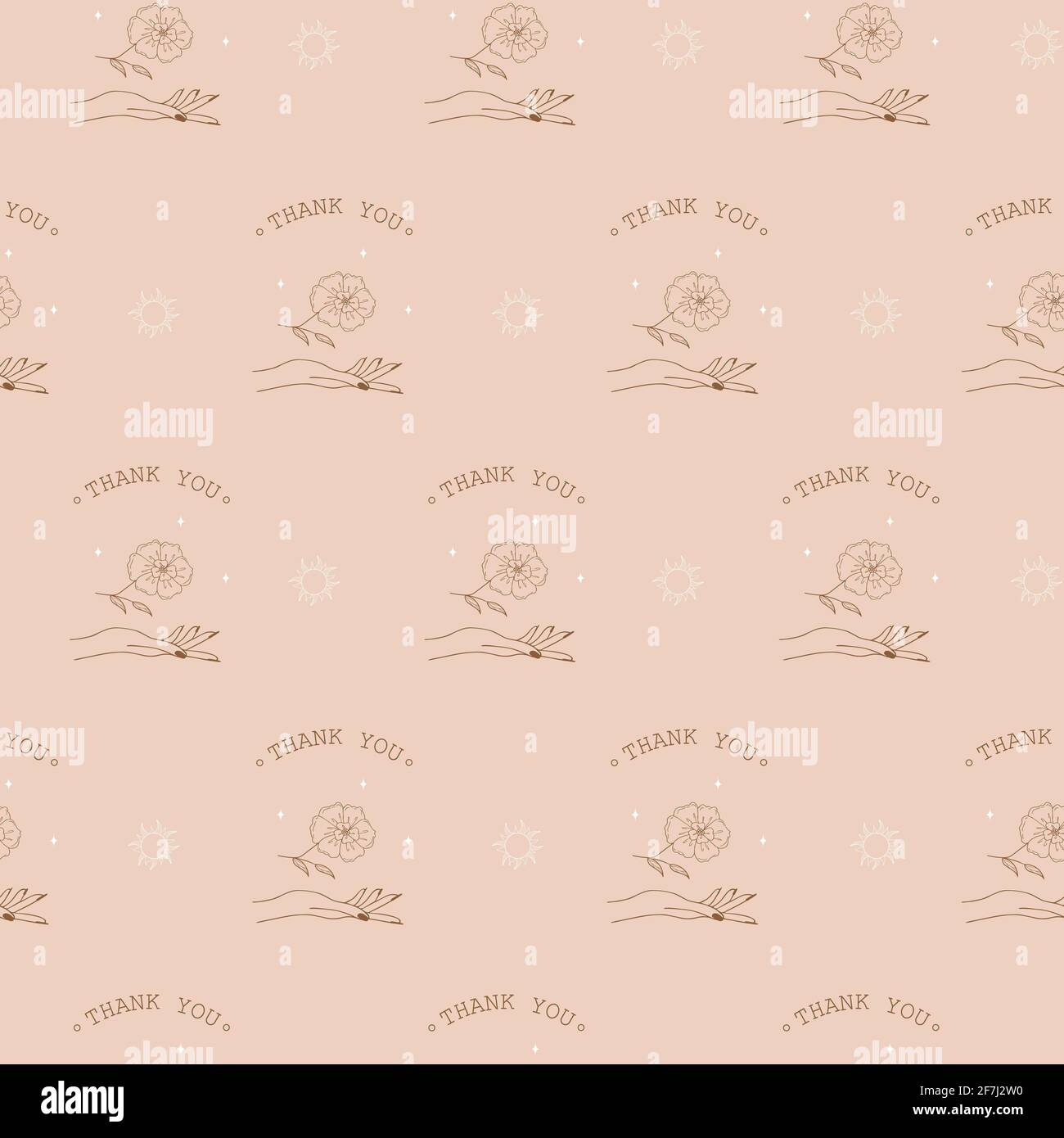 Seamless pattern with boho Thank you stickers. Thank you for your order background. Modern vector illustration in linear style. Use for wallpaper Stock Vector